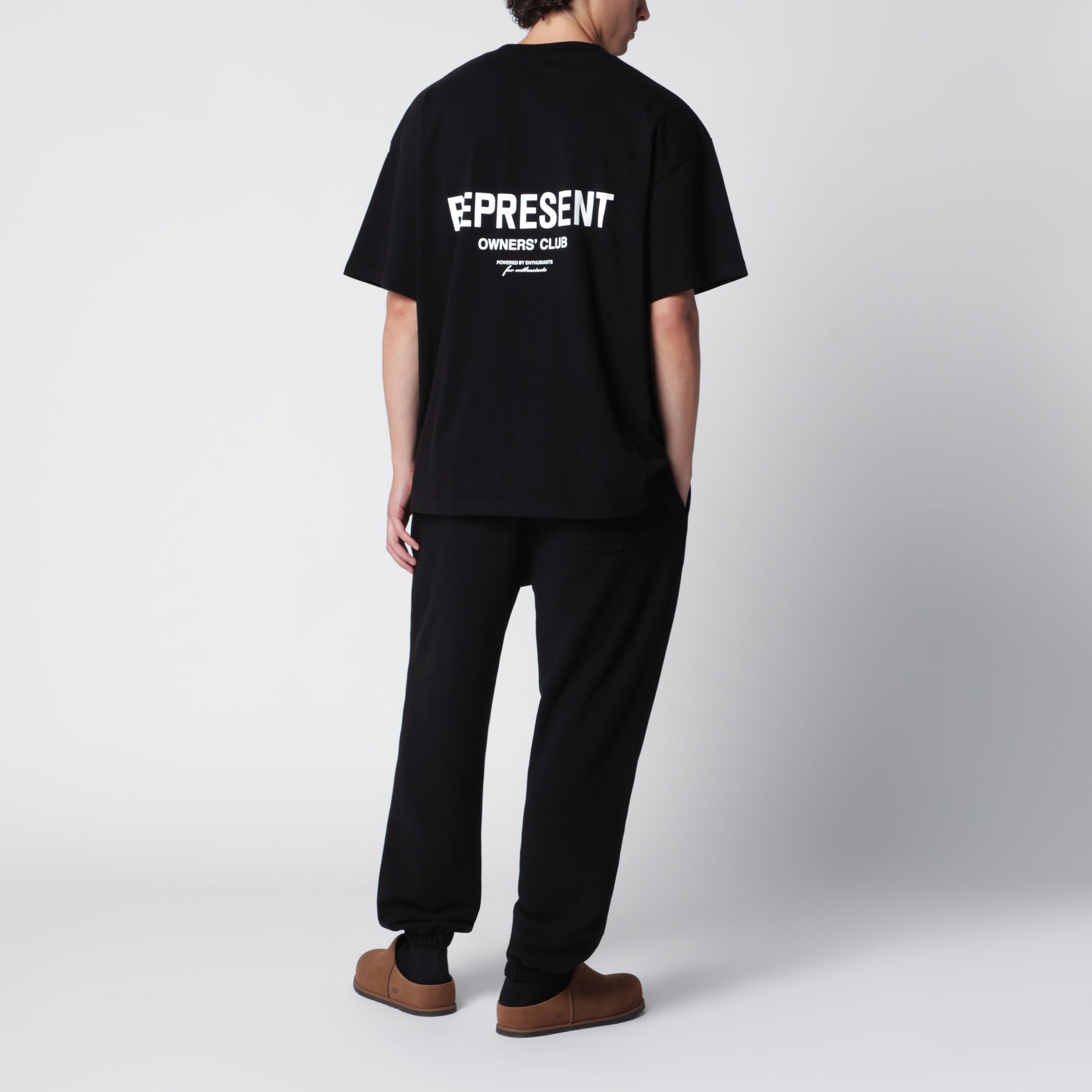 T-shirt nera in cotone con logo