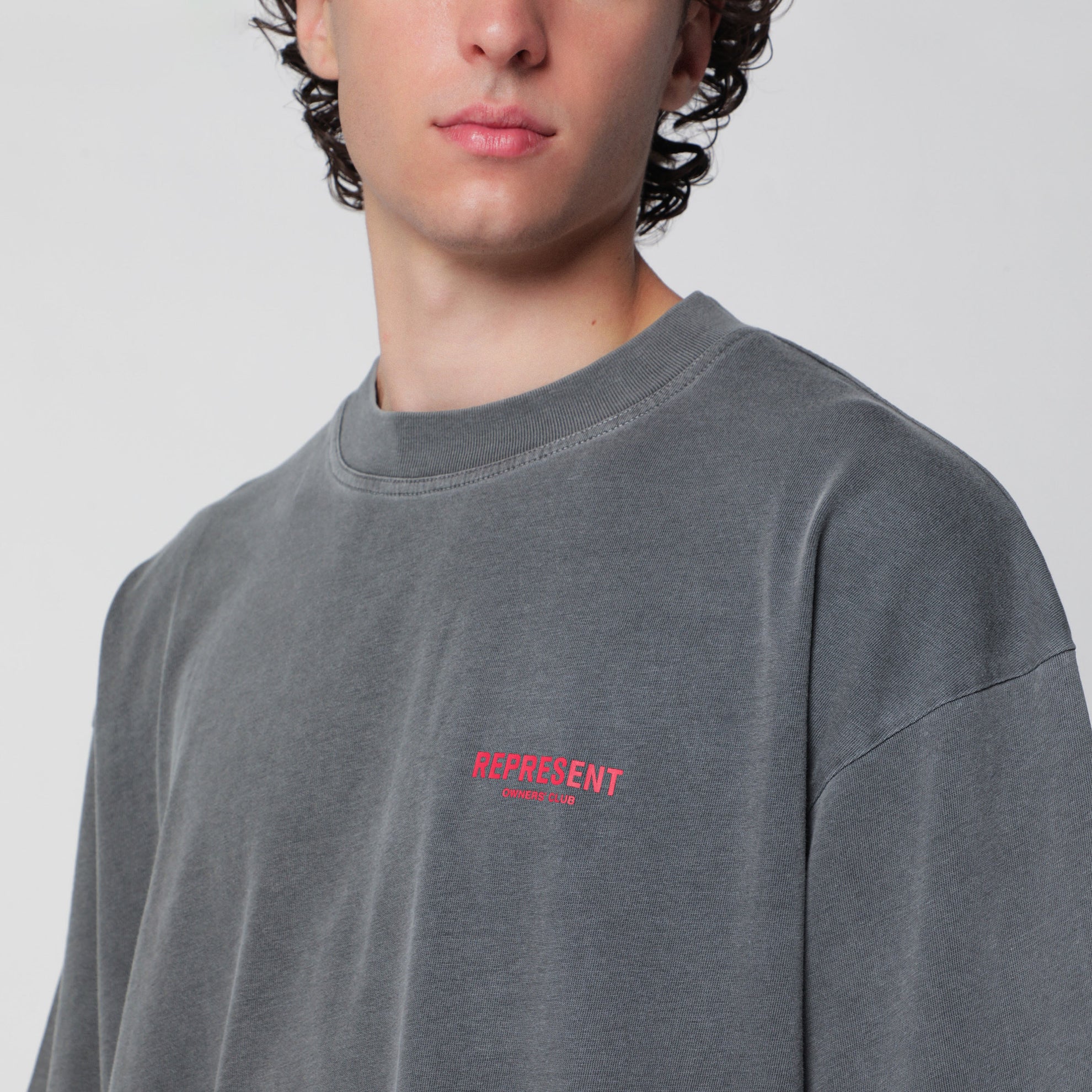 Washed black cotton T-shirt with logo