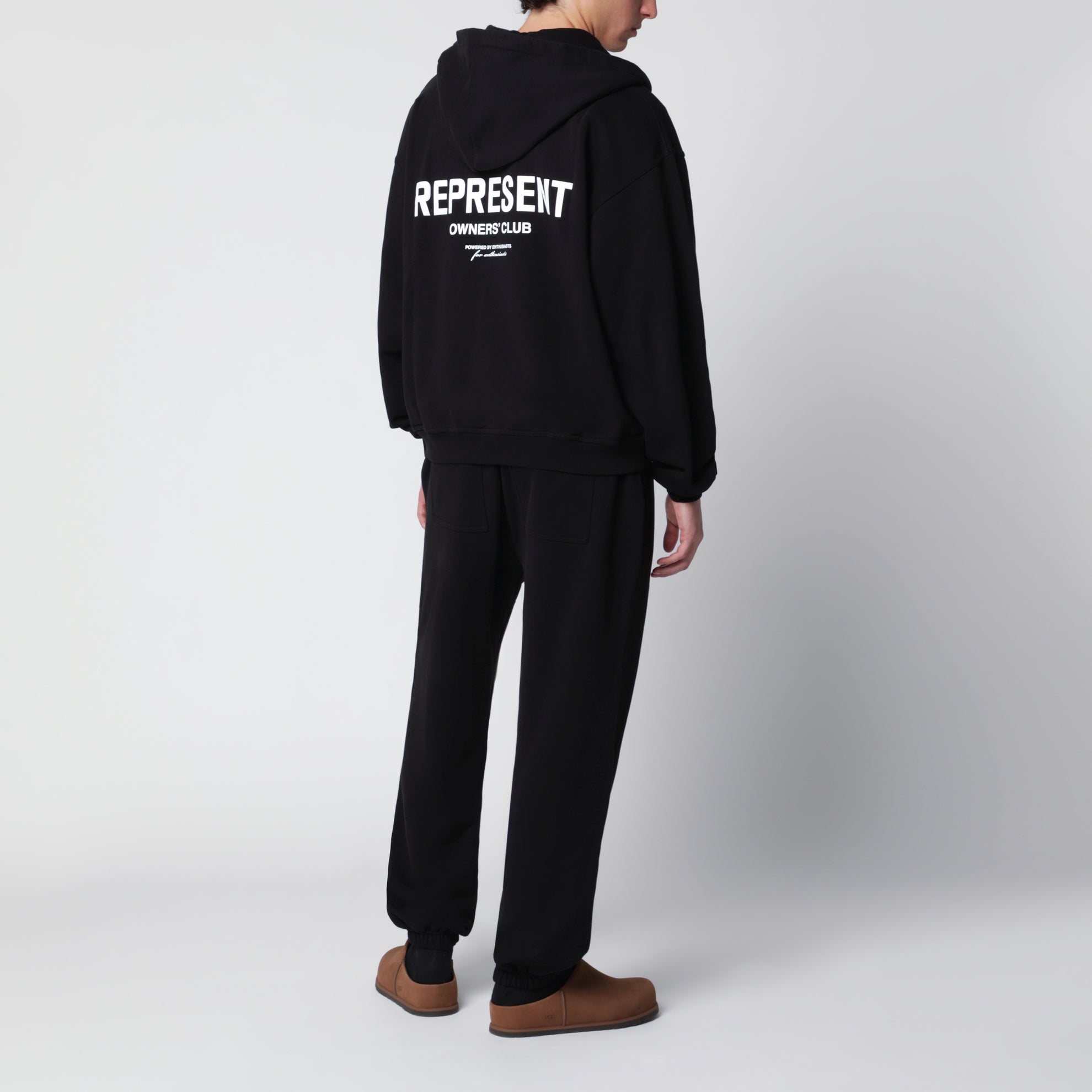 Felpa con zip nera in cotone