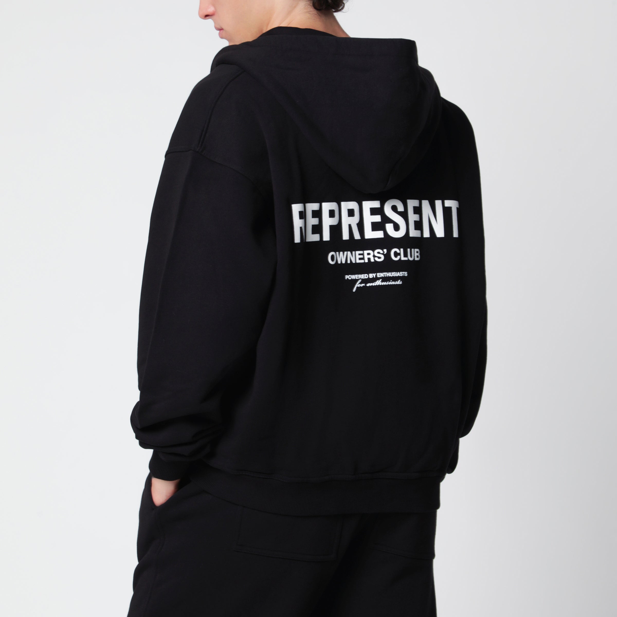 Represent Black cotton zip-up hoodie | TheDoubleF