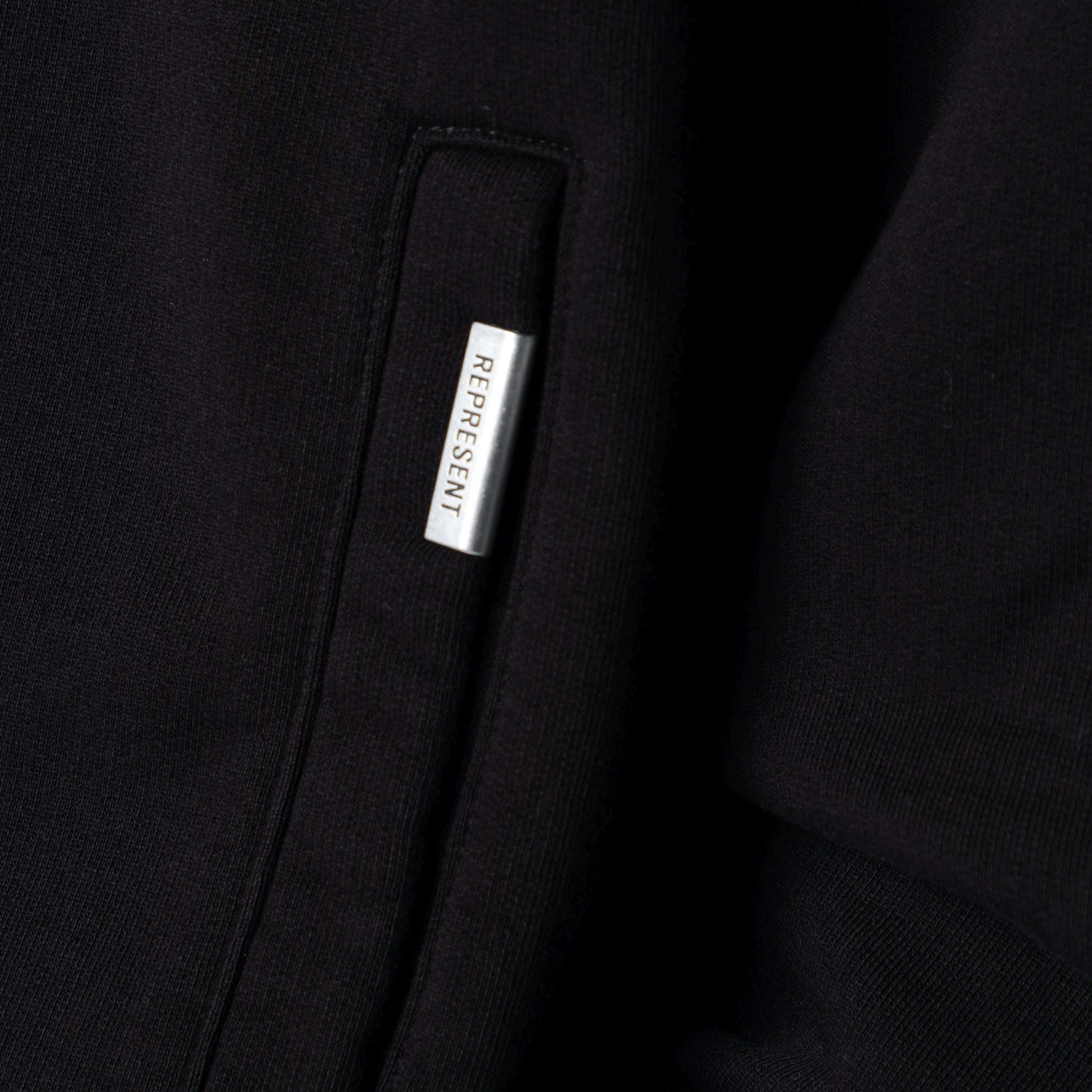 Felpa con zip nera in cotone