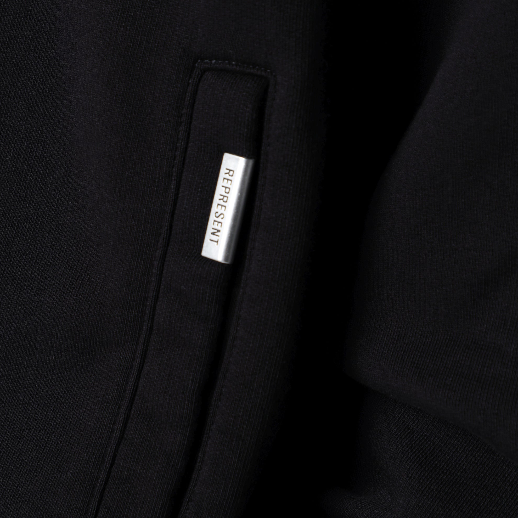 Felpa con zip nera in cotone