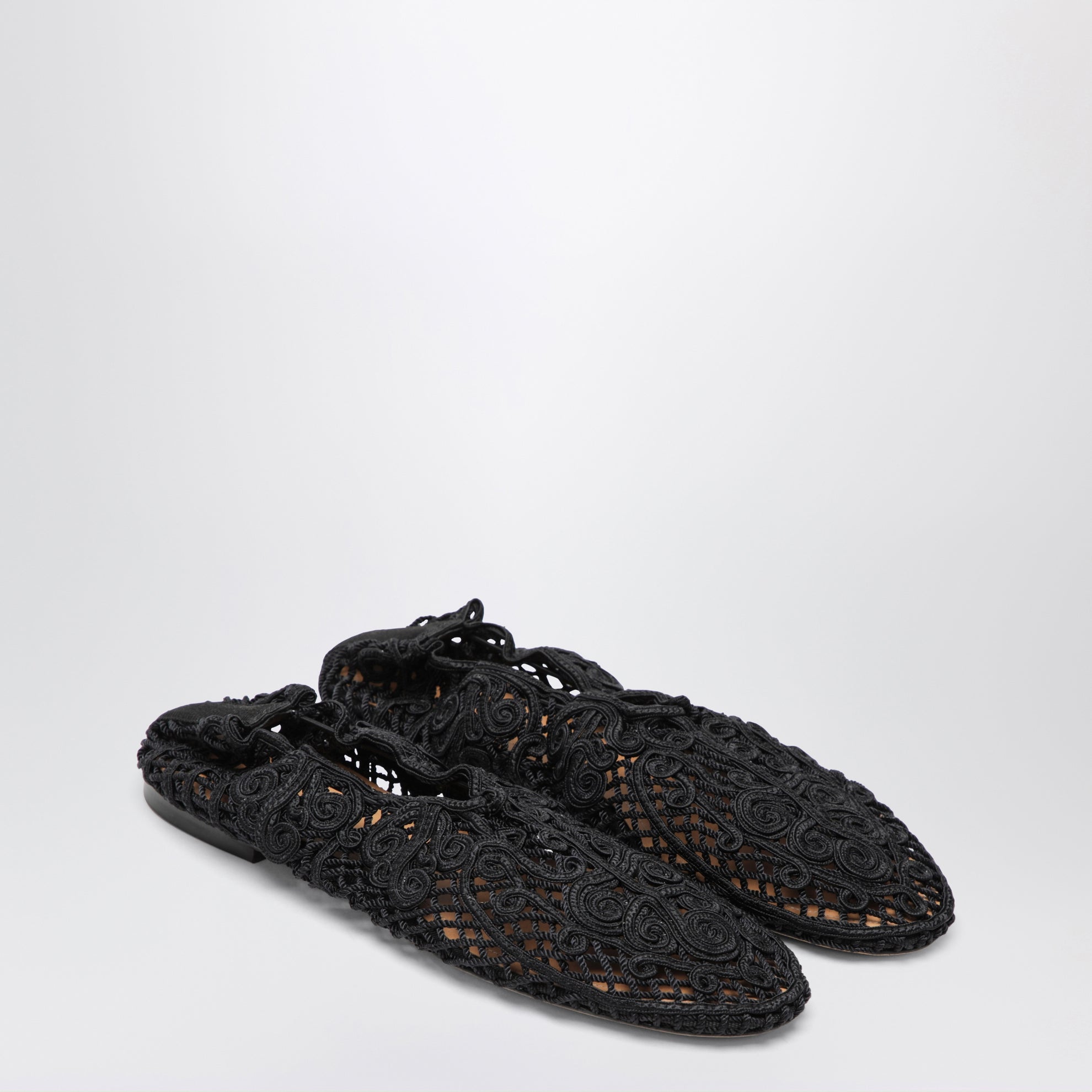 Black Iris crochet ballerina flats