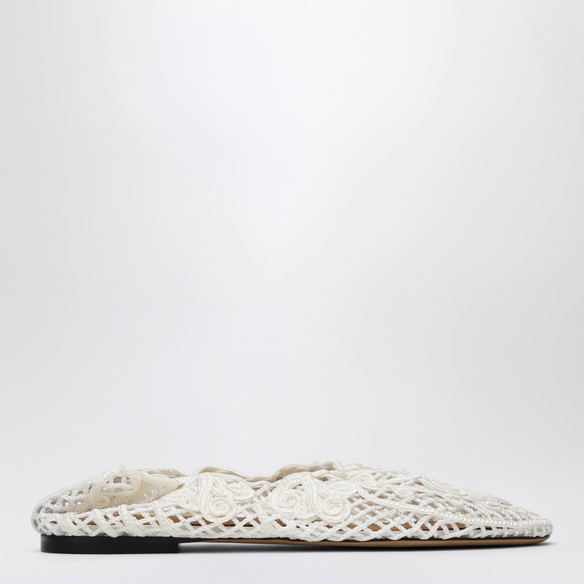 White Iris crochet ballerina flats