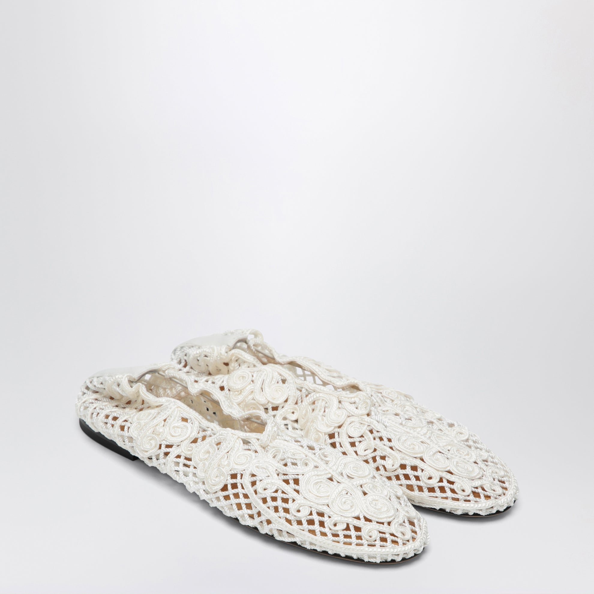 White Iris crochet ballerina flats