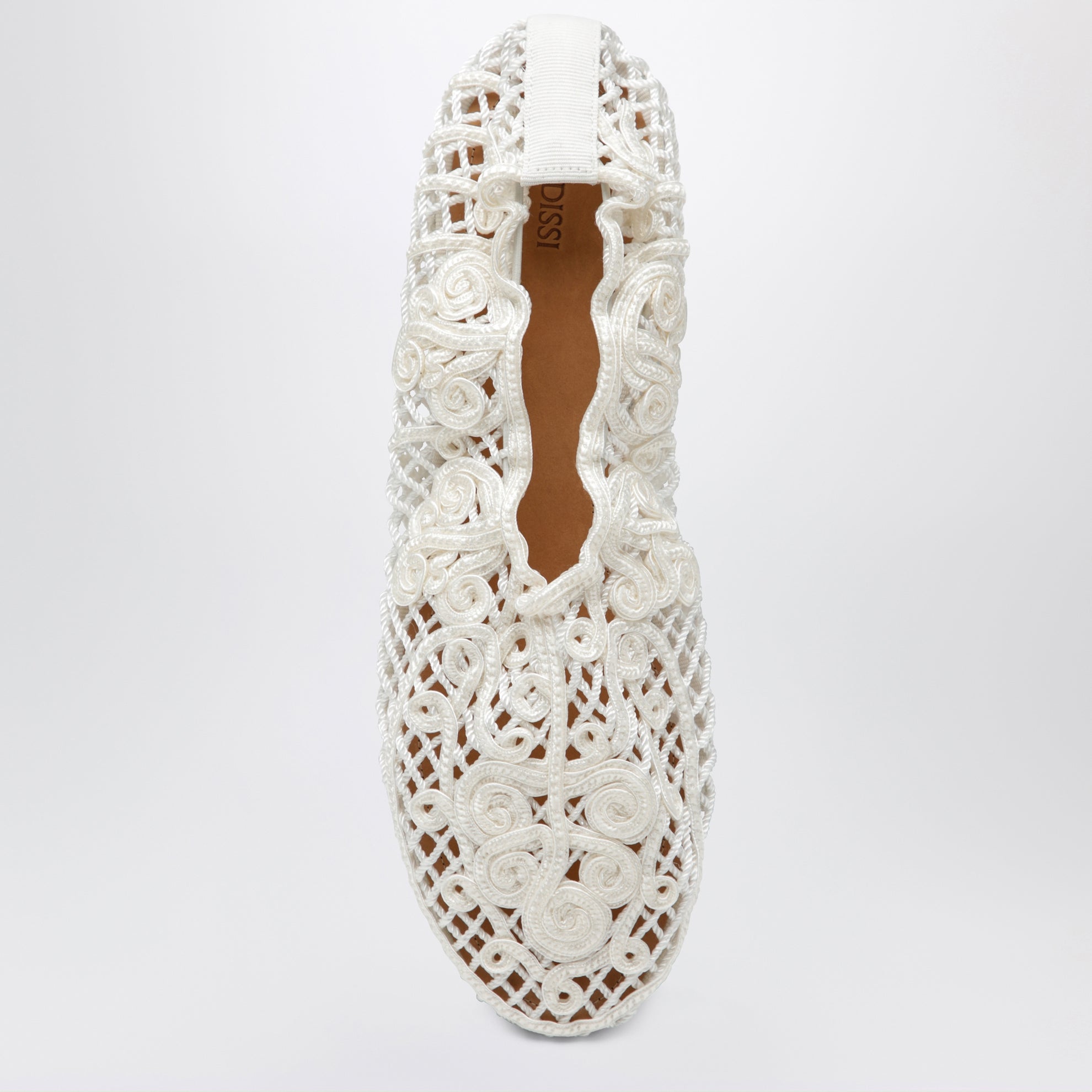 White Iris crochet ballerina flats