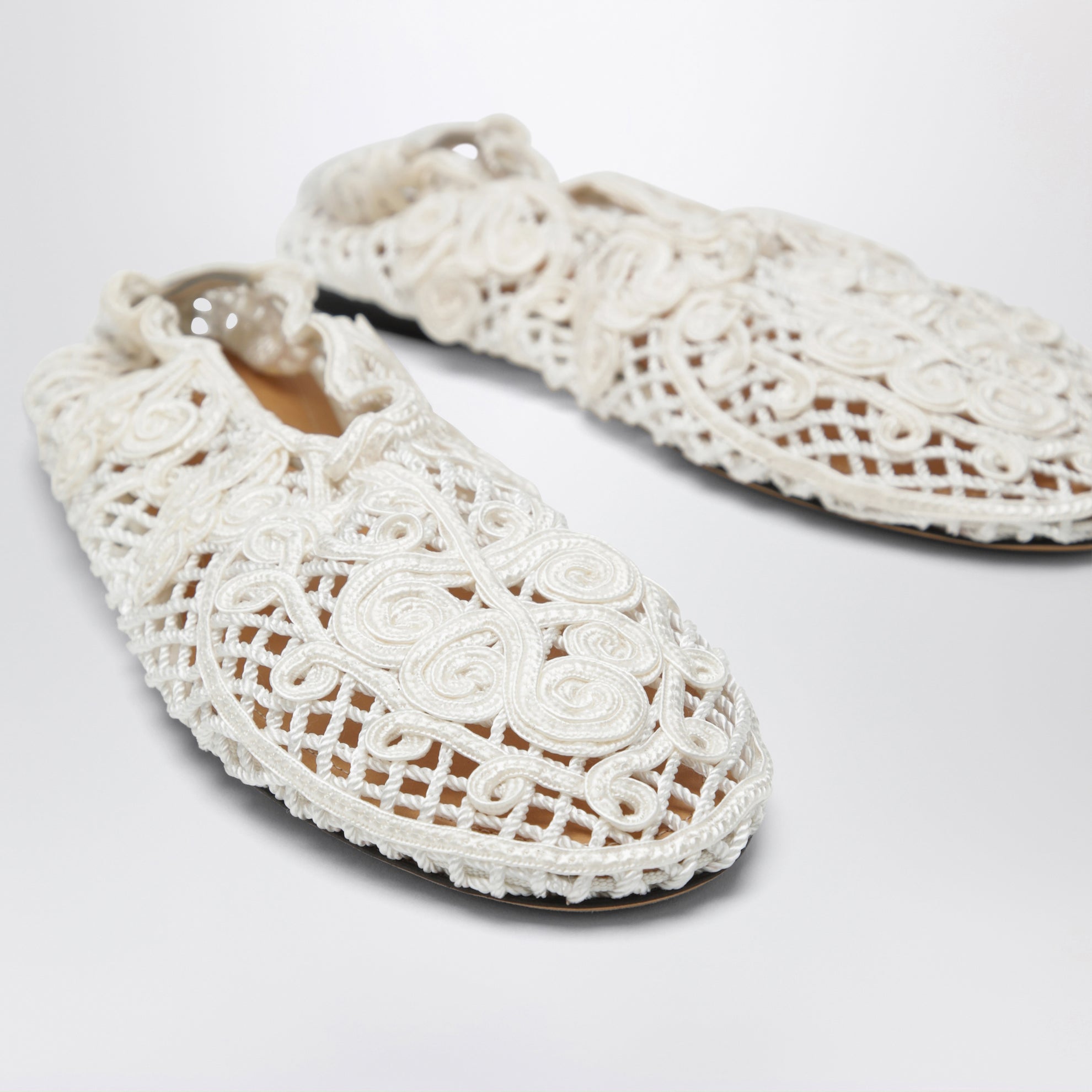 White Iris crochet ballerina flats