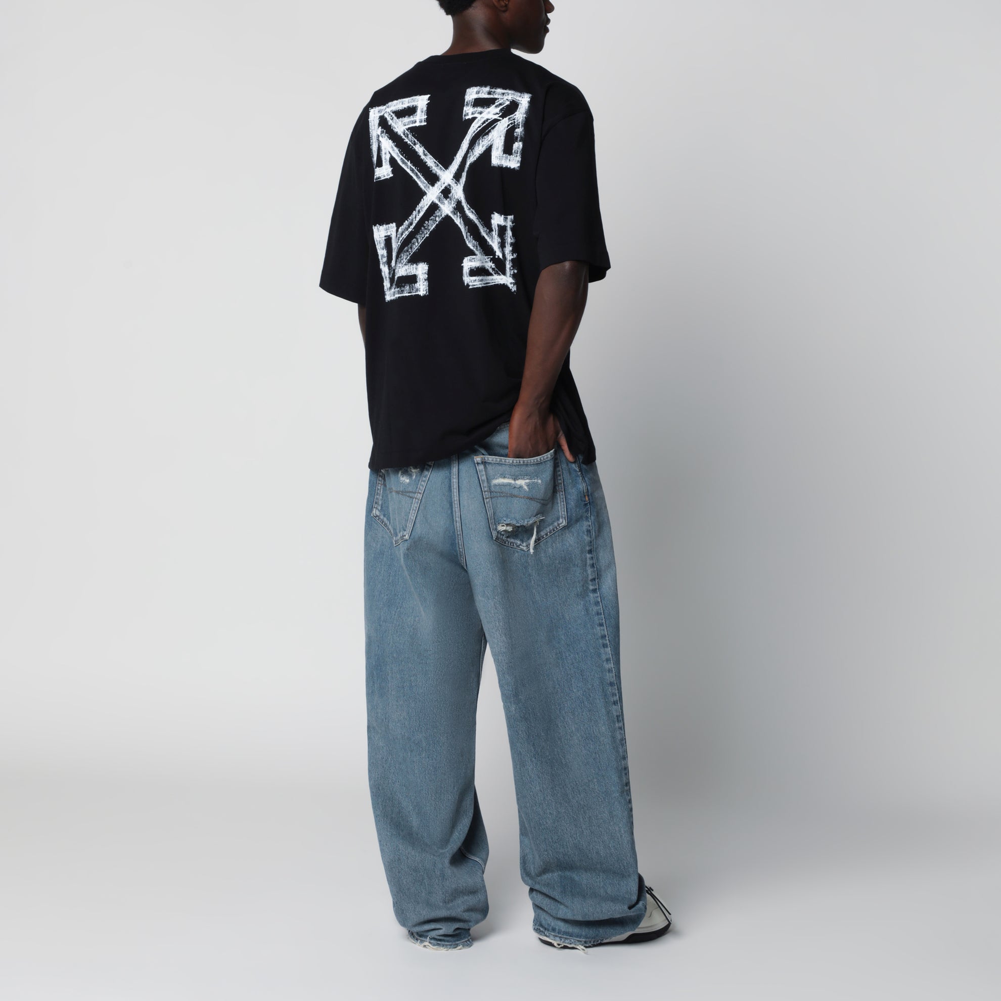 T-shirt Motion Arrow con logo in cotone nera