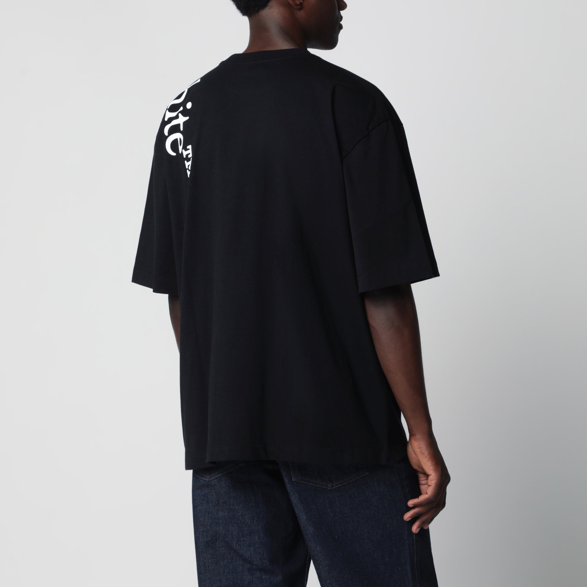 T-shirt girocollo con logo stampato in cotone nero