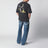 T-shirt nera slavata con logo OFF
