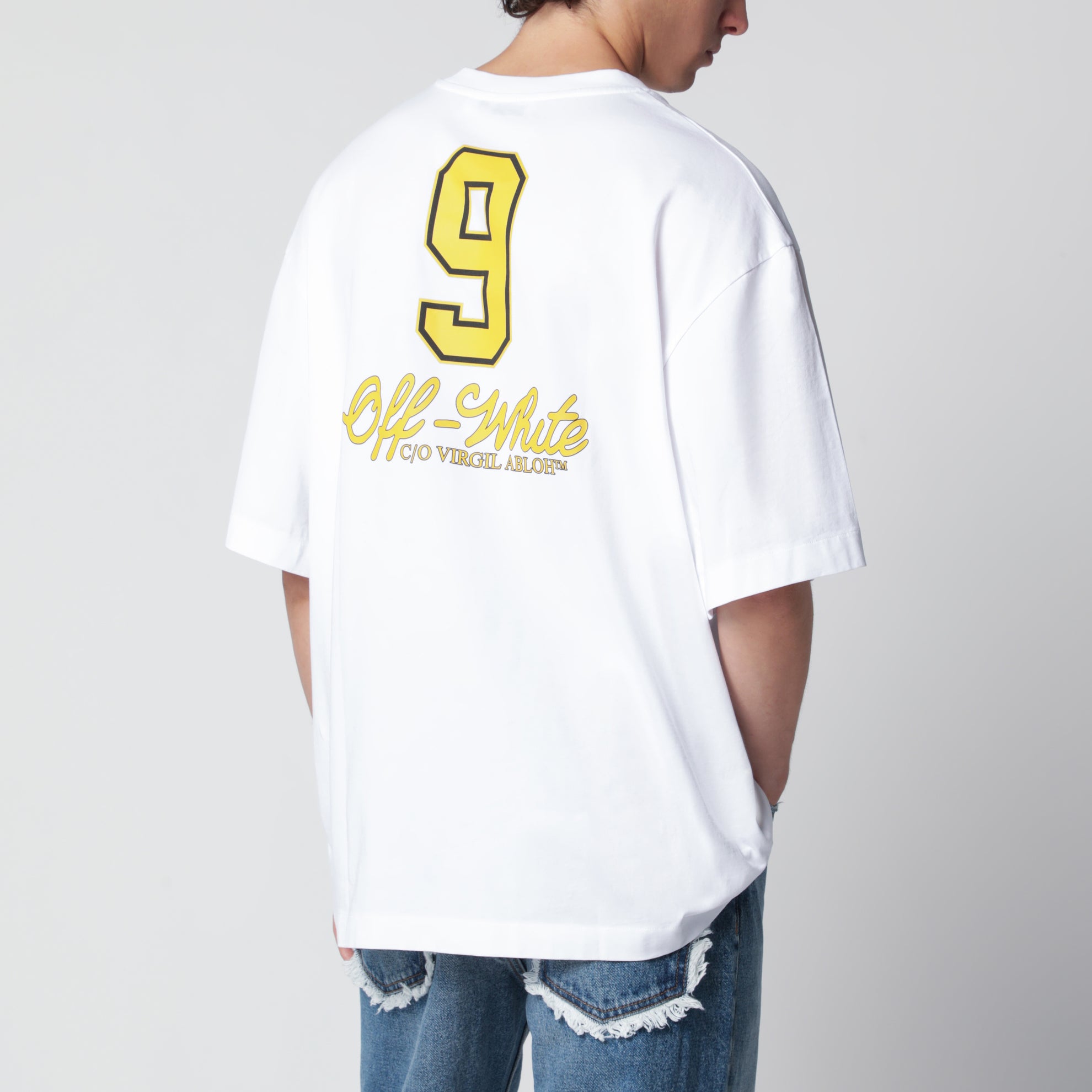 T-shirt bianca con stampe logo