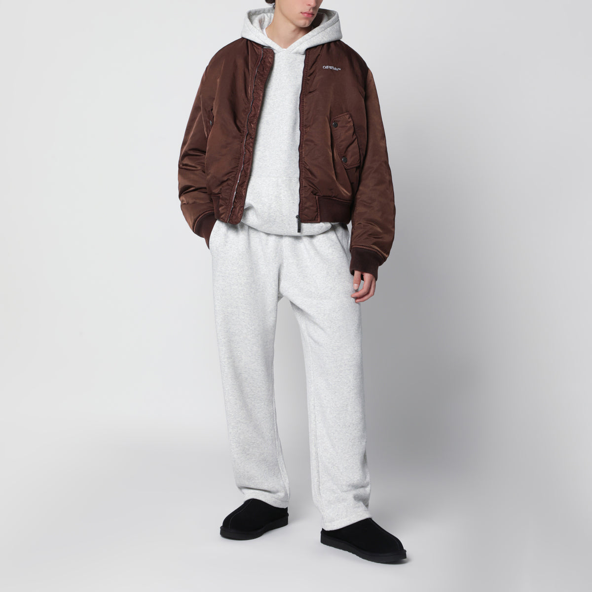 Bomber zippé marron en tissu technique