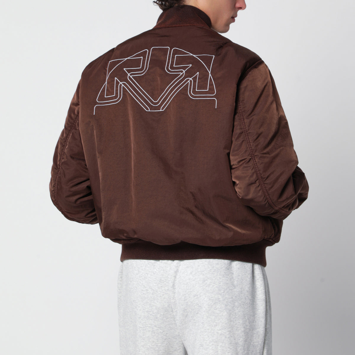 Bomber zippé marron en tissu technique