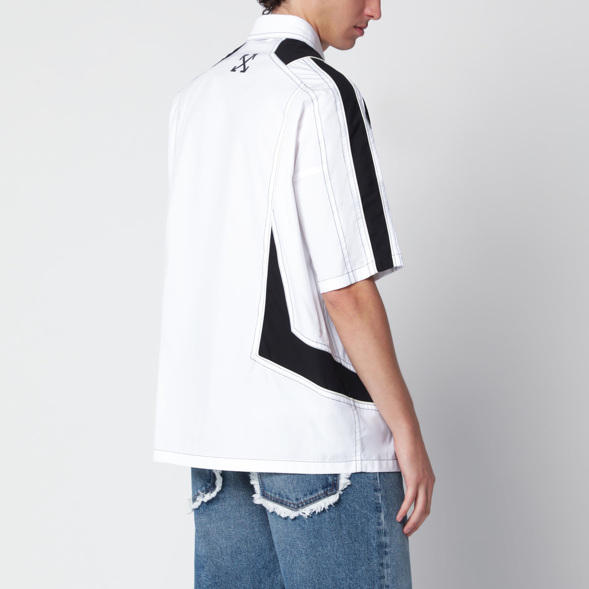 Camicia Bowling Race Logo Star bianca/nera