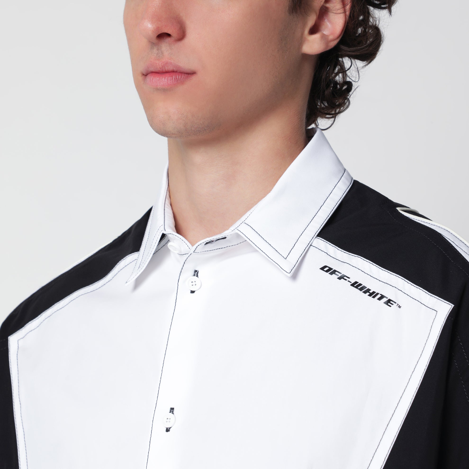 Camicia Bowling Race Logo Star bianca/nera