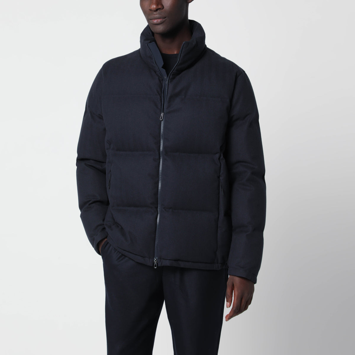 Piumino Tribeca blu navy in cotone e cashmere