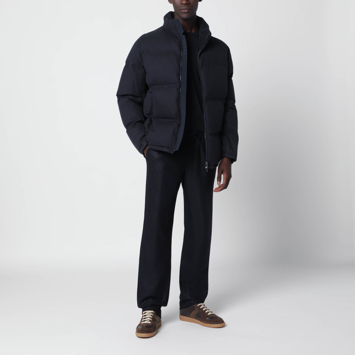 Piumino Tribeca blu navy in cotone e cashmere