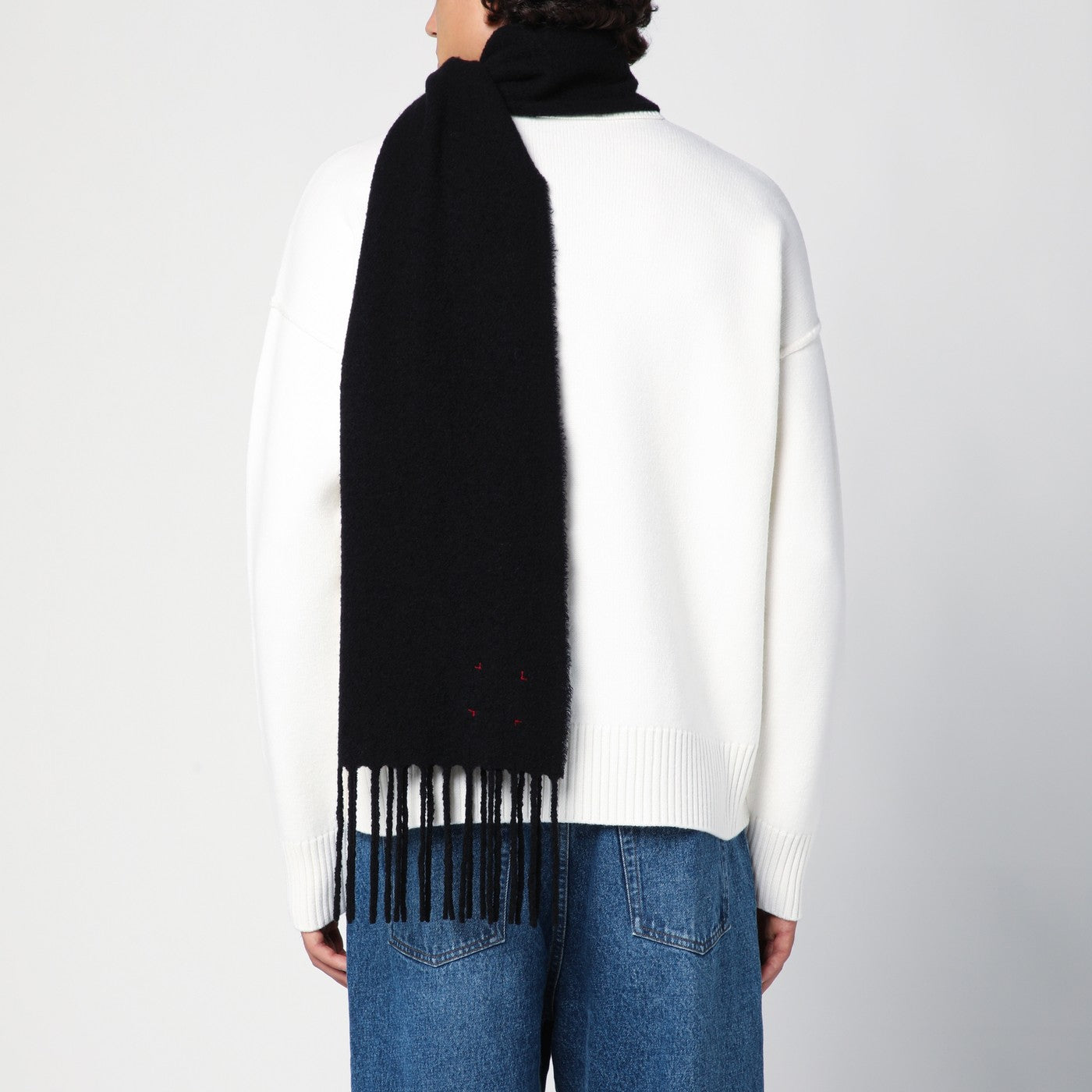 Black wool and cahsmere scarf