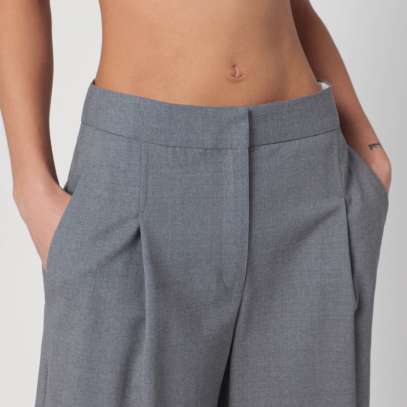 Pantalone ampio grigio in lana