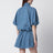 Volume blouson tied in blue cotton blend