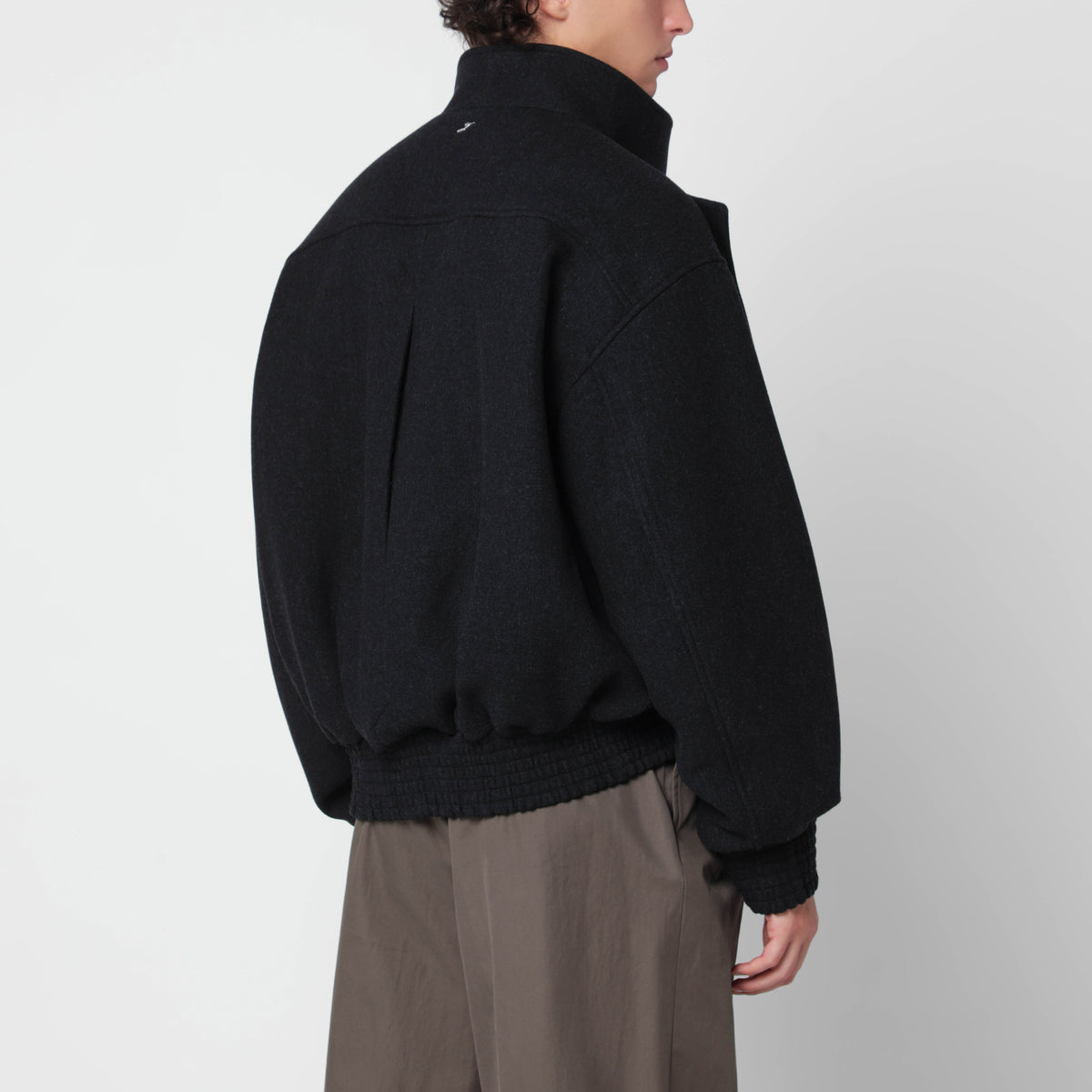 Dark grey bomber jacket in wool blend