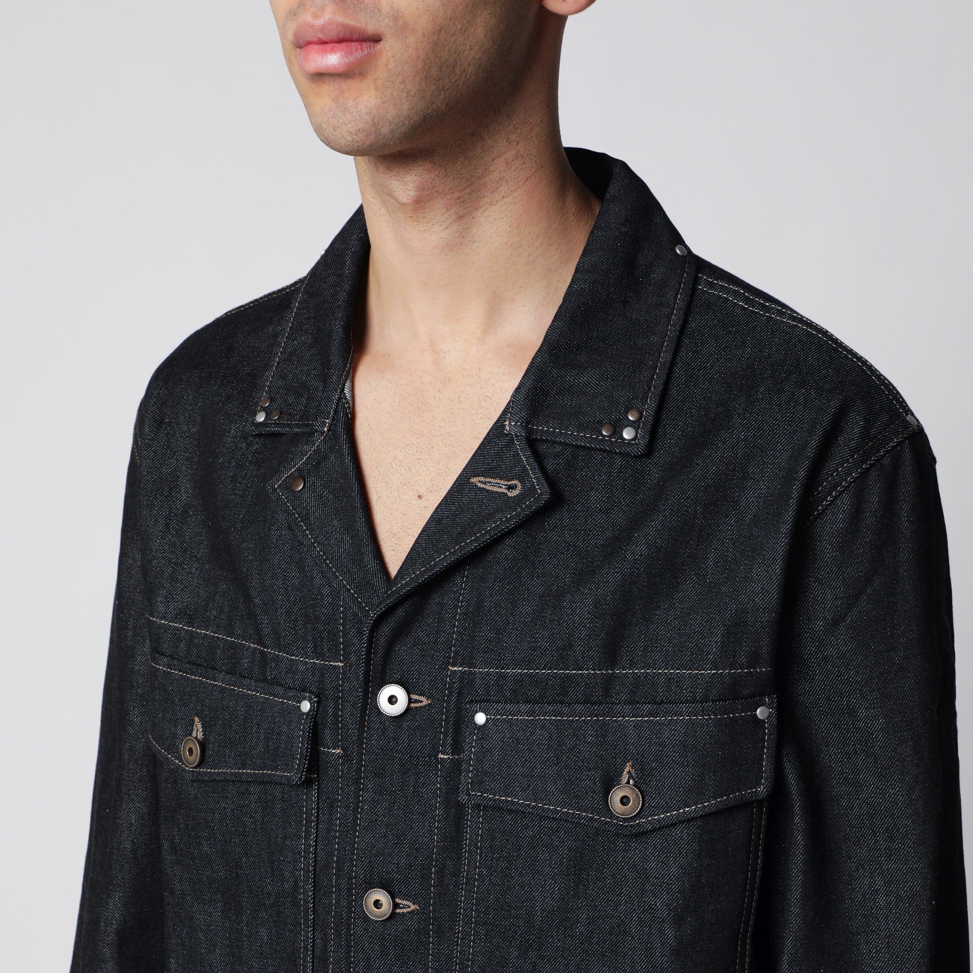 Veste trucker en denim de coton bleu