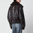 Blouson Pilot couleur ébène en cuir bovin brillant