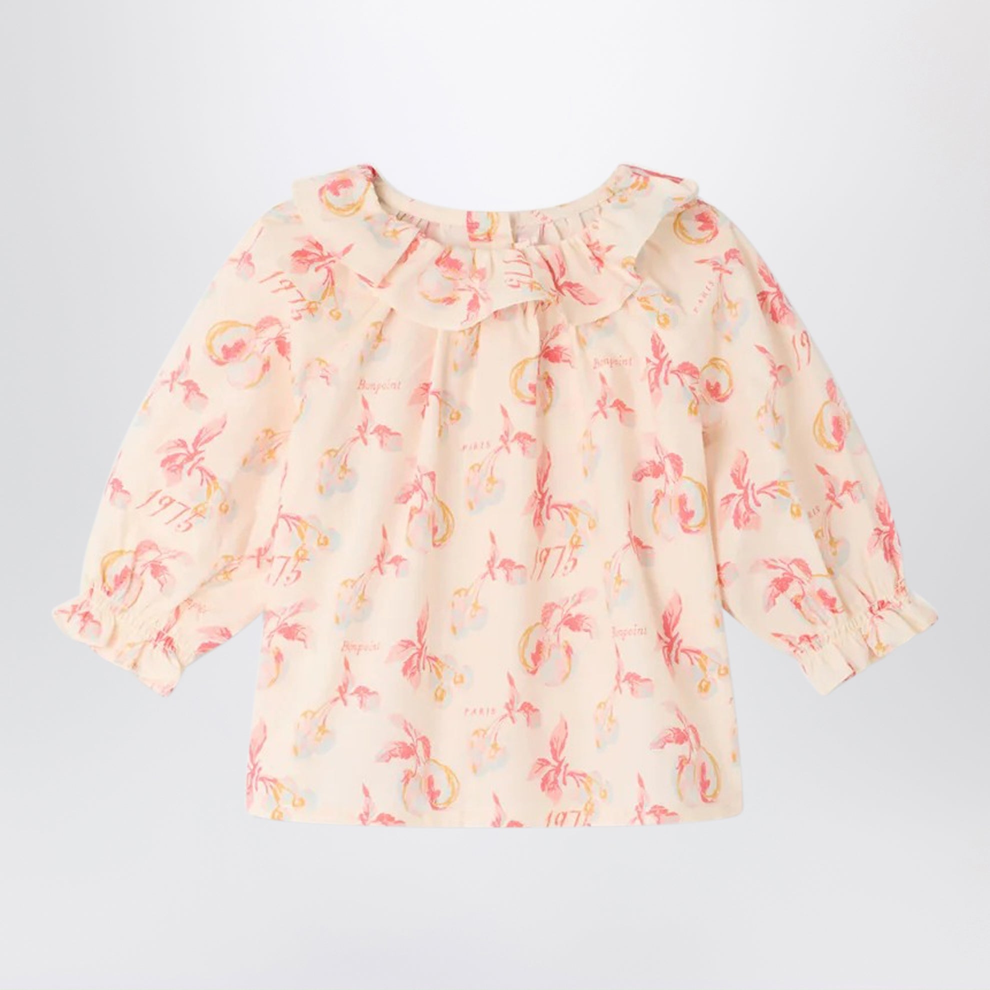 Écru Dolci blouse with cherry print