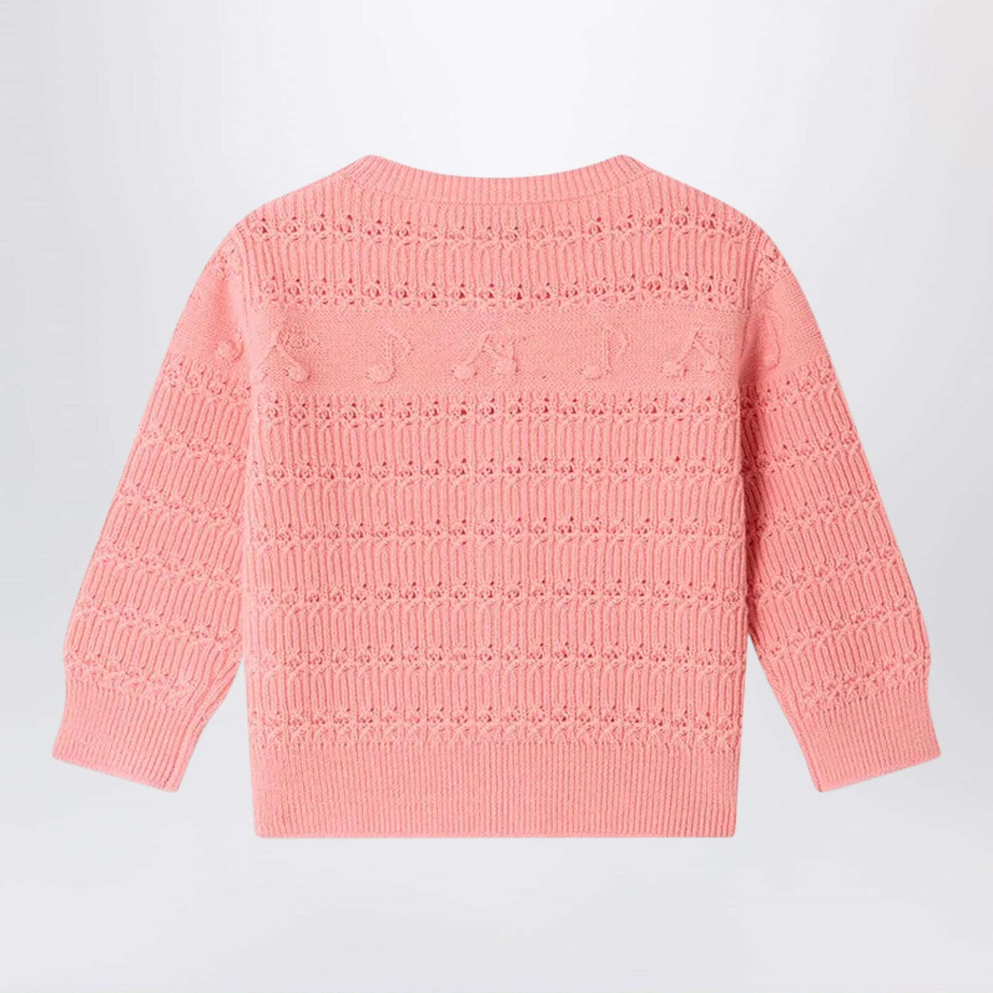 Cardigan Mahana con ciliegie e note musicali in misto lana