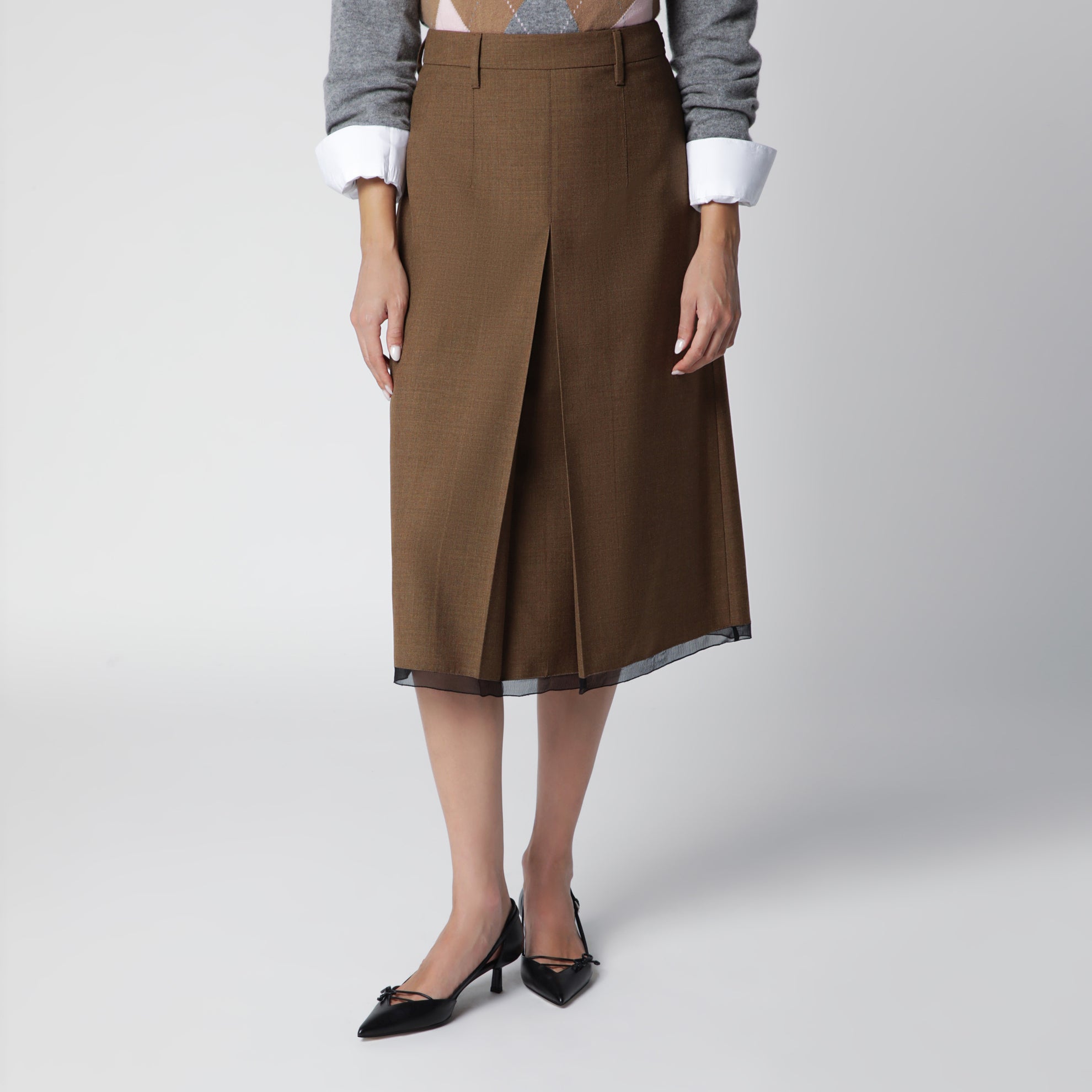 Jupe en laine couleur tabac