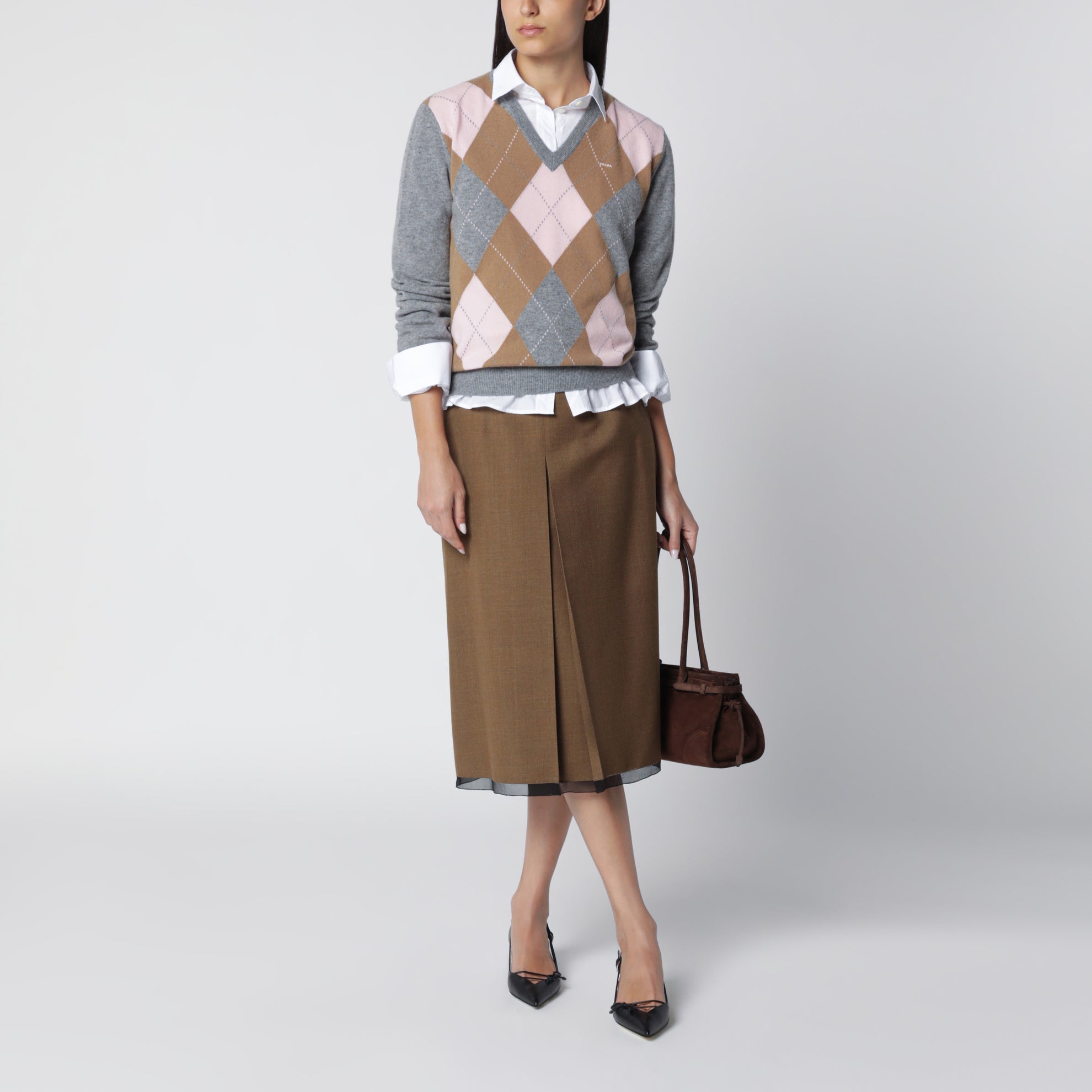 Jupe en laine couleur tabac
