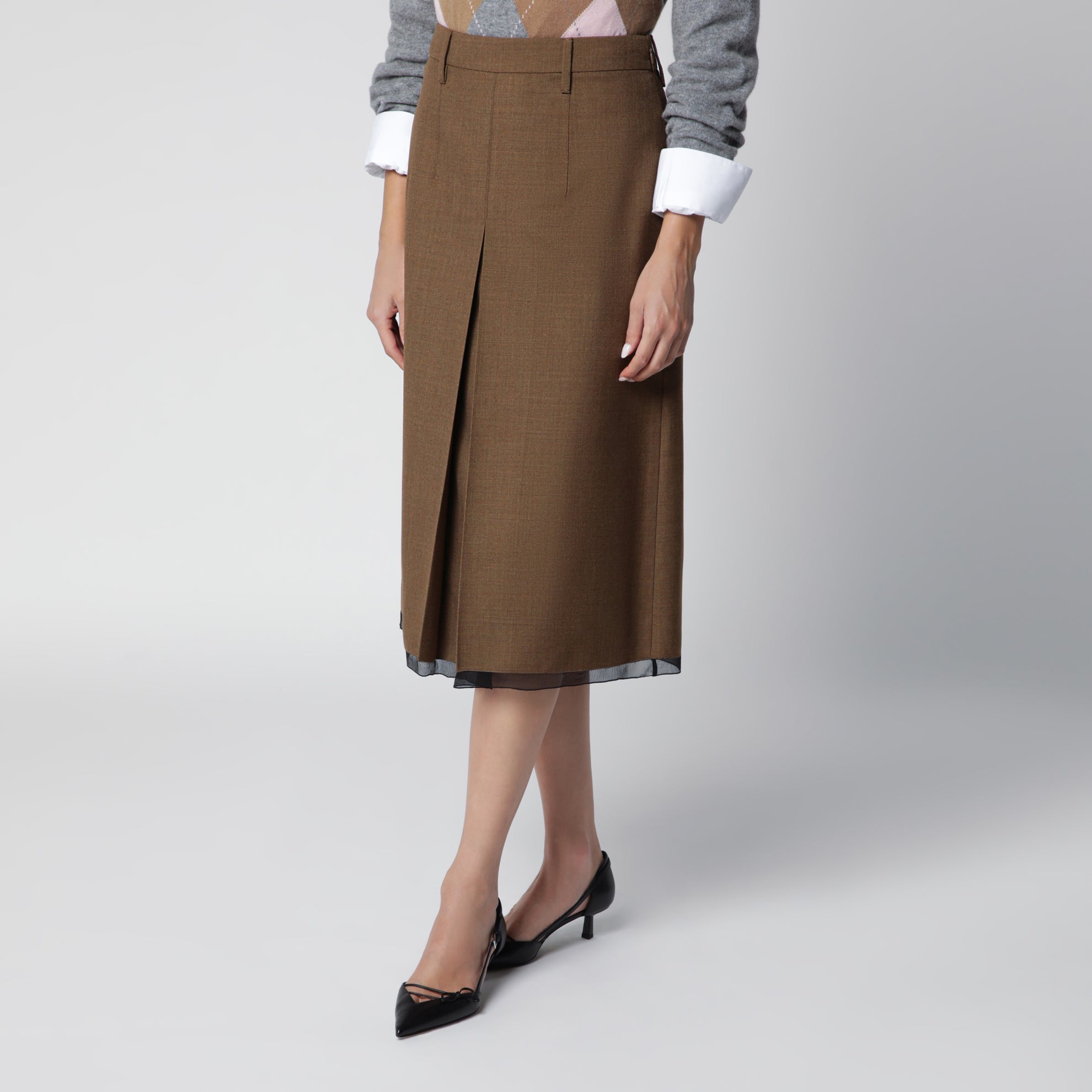 Jupe en laine couleur tabac