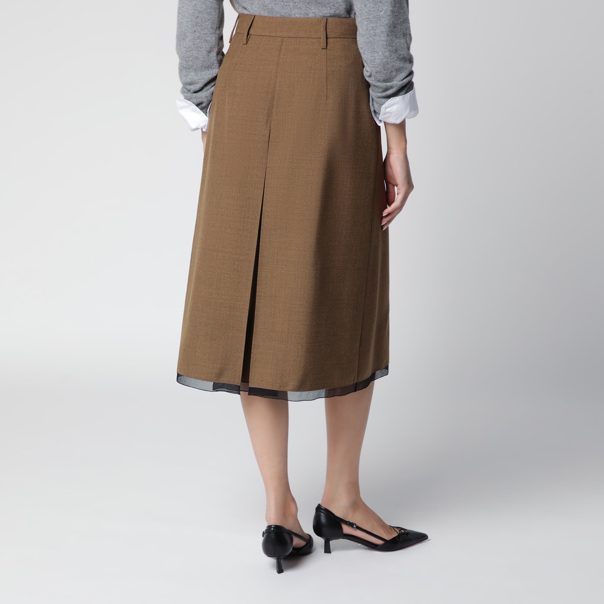 Jupe en laine couleur tabac