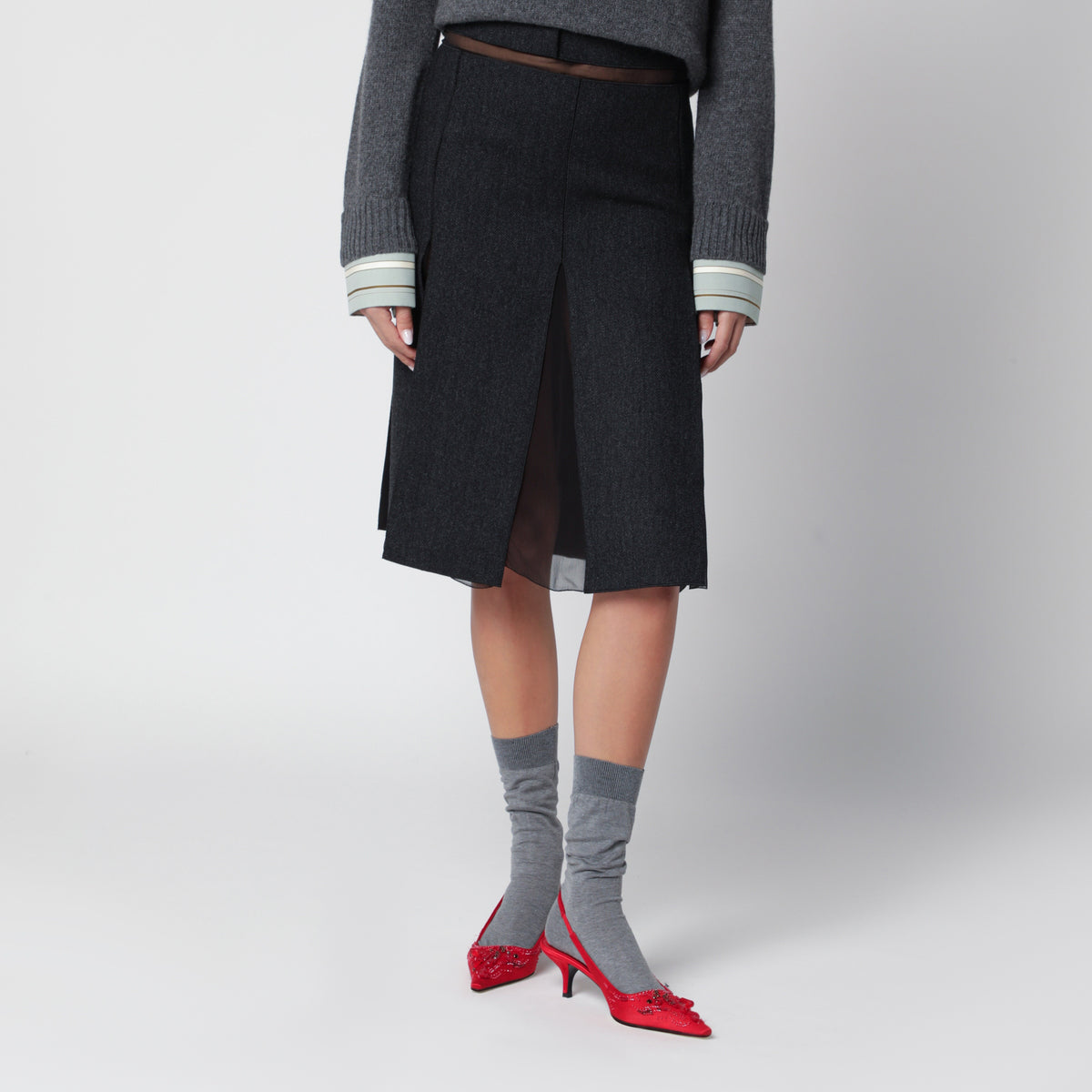 Jupe gris ardoise en laine double