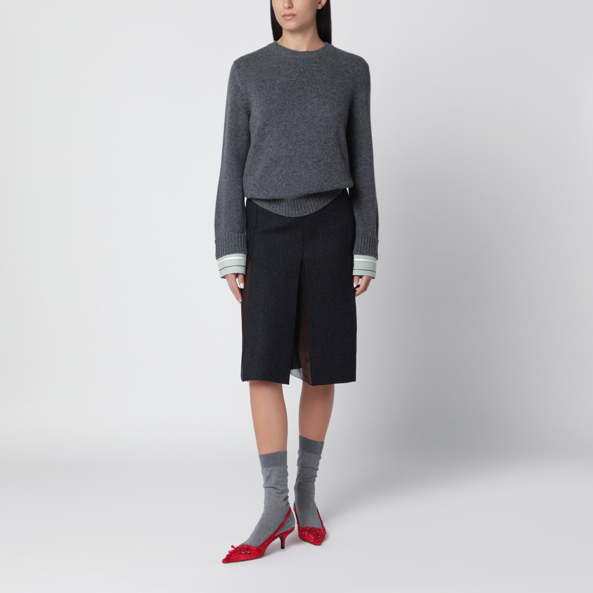 Jupe gris ardoise en laine double