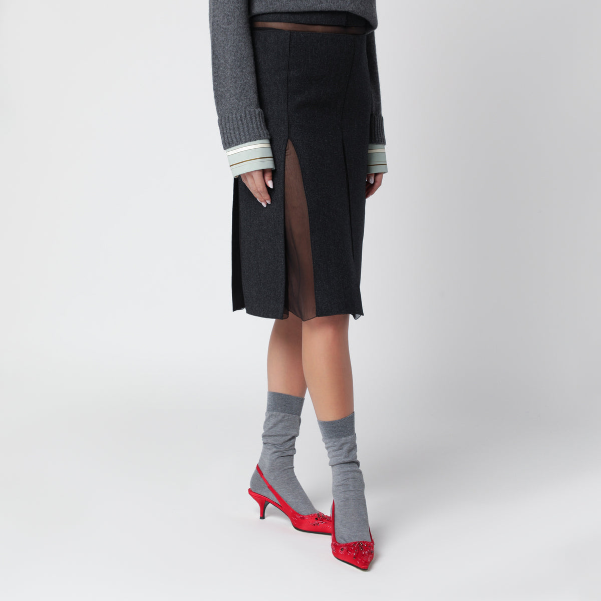 Jupe gris ardoise en laine double