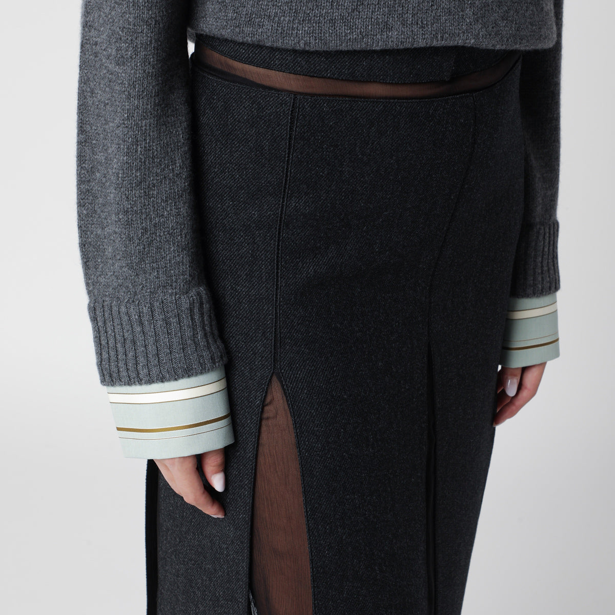 Jupe gris ardoise en laine double
