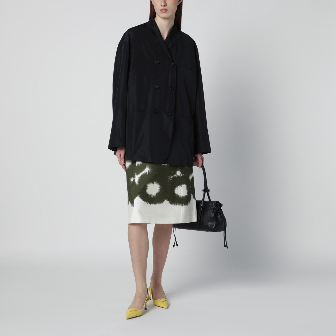 Cotton skirt with military green pattern