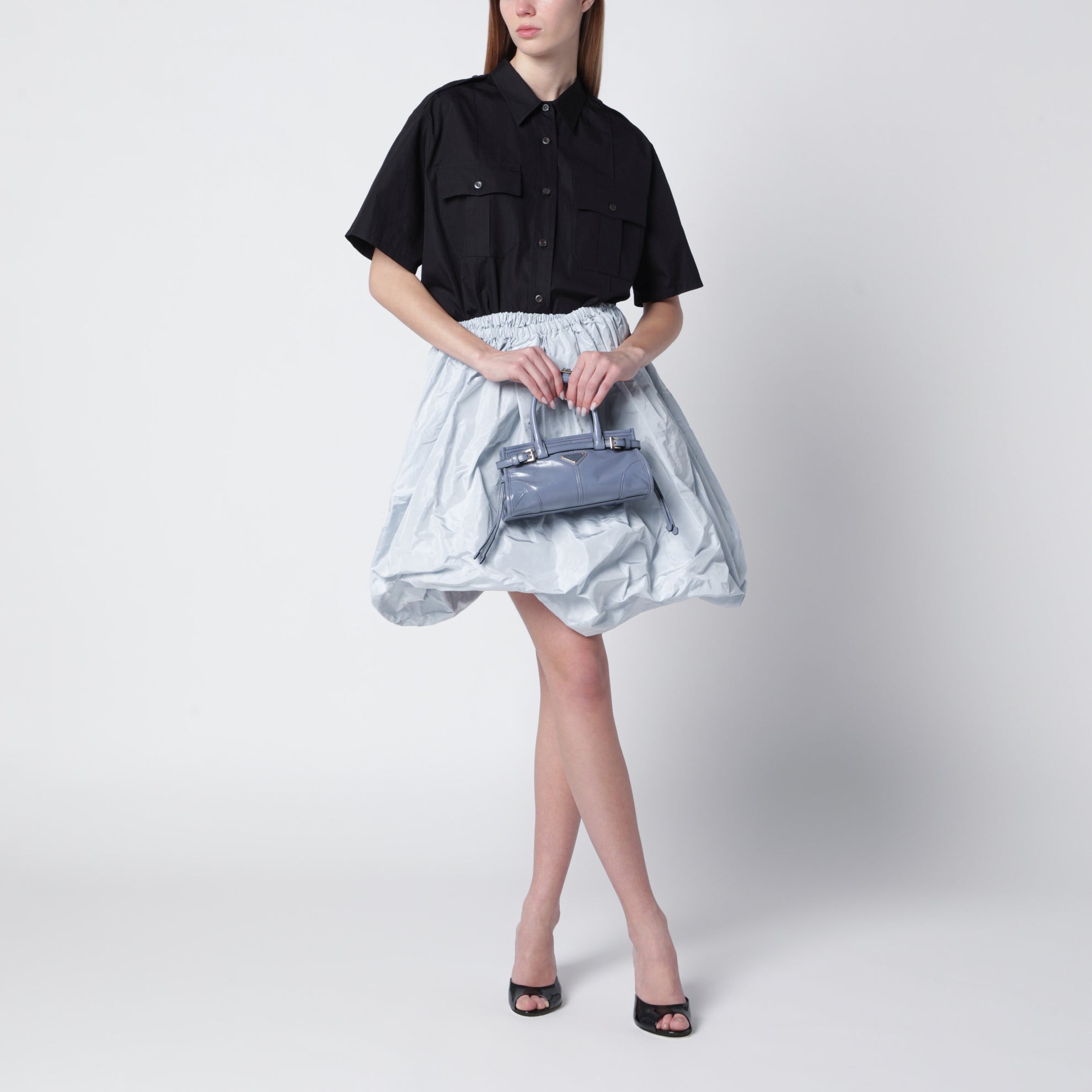 Light grey technical taffeta skirt