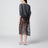 Brown Chantilly lace midi skirt with straps
