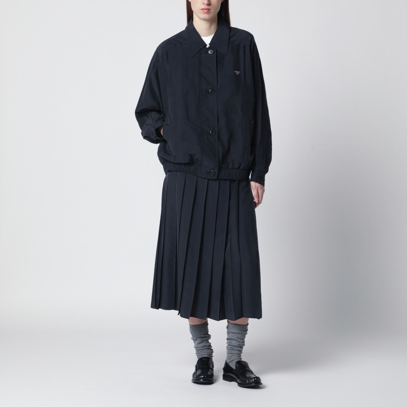 Jupe midi plissée bleue