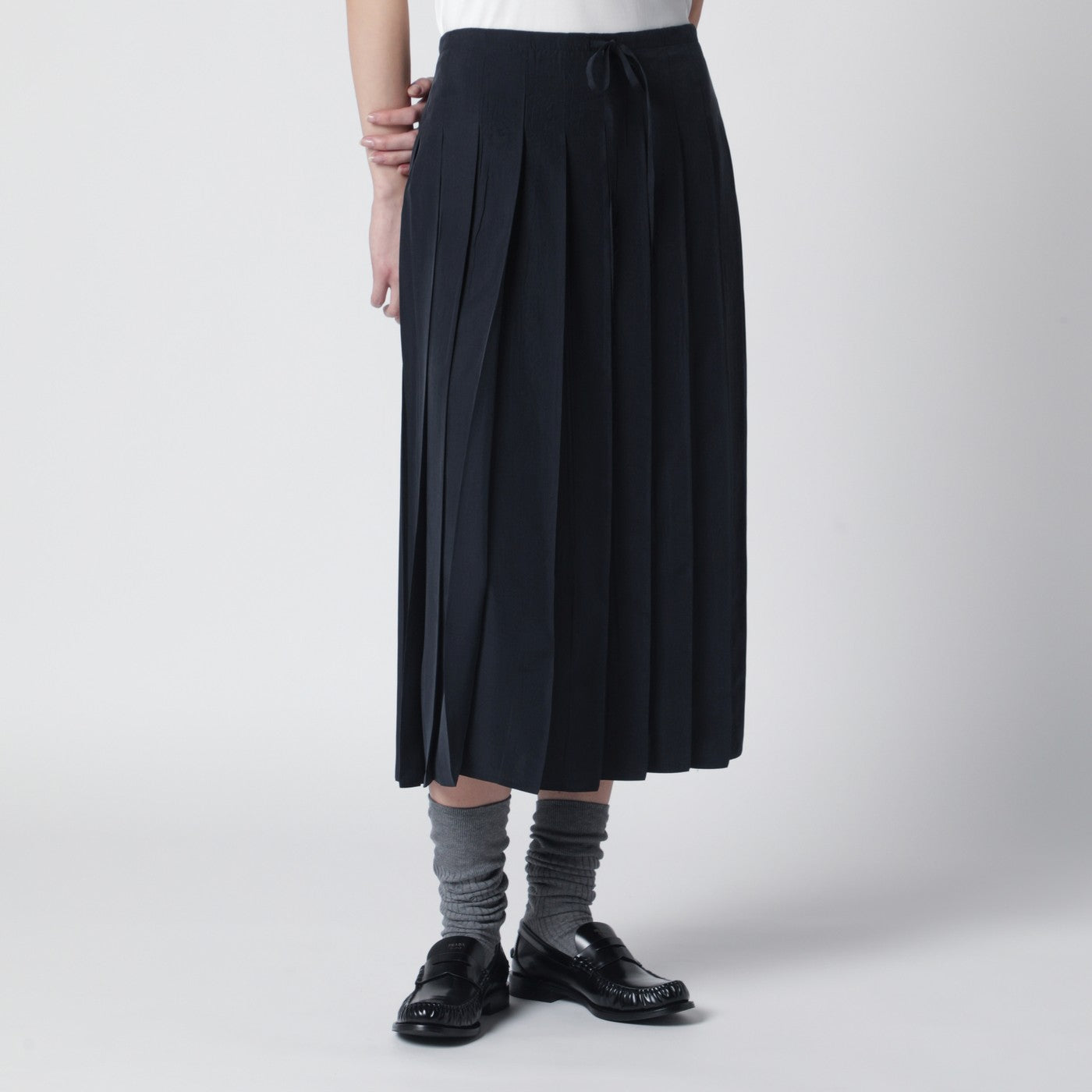 Jupe midi plissée bleue