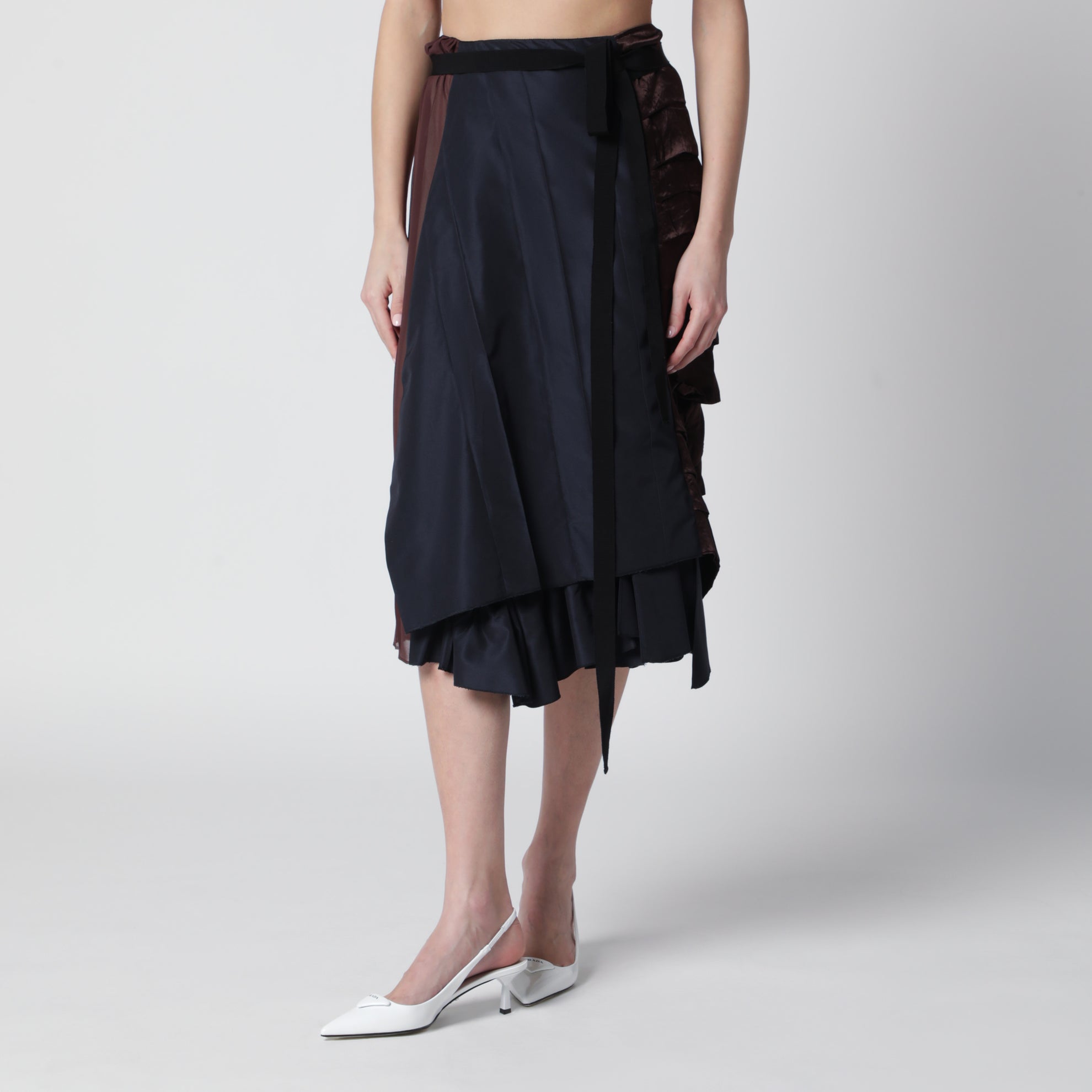 Gonna patchwork in faille blu