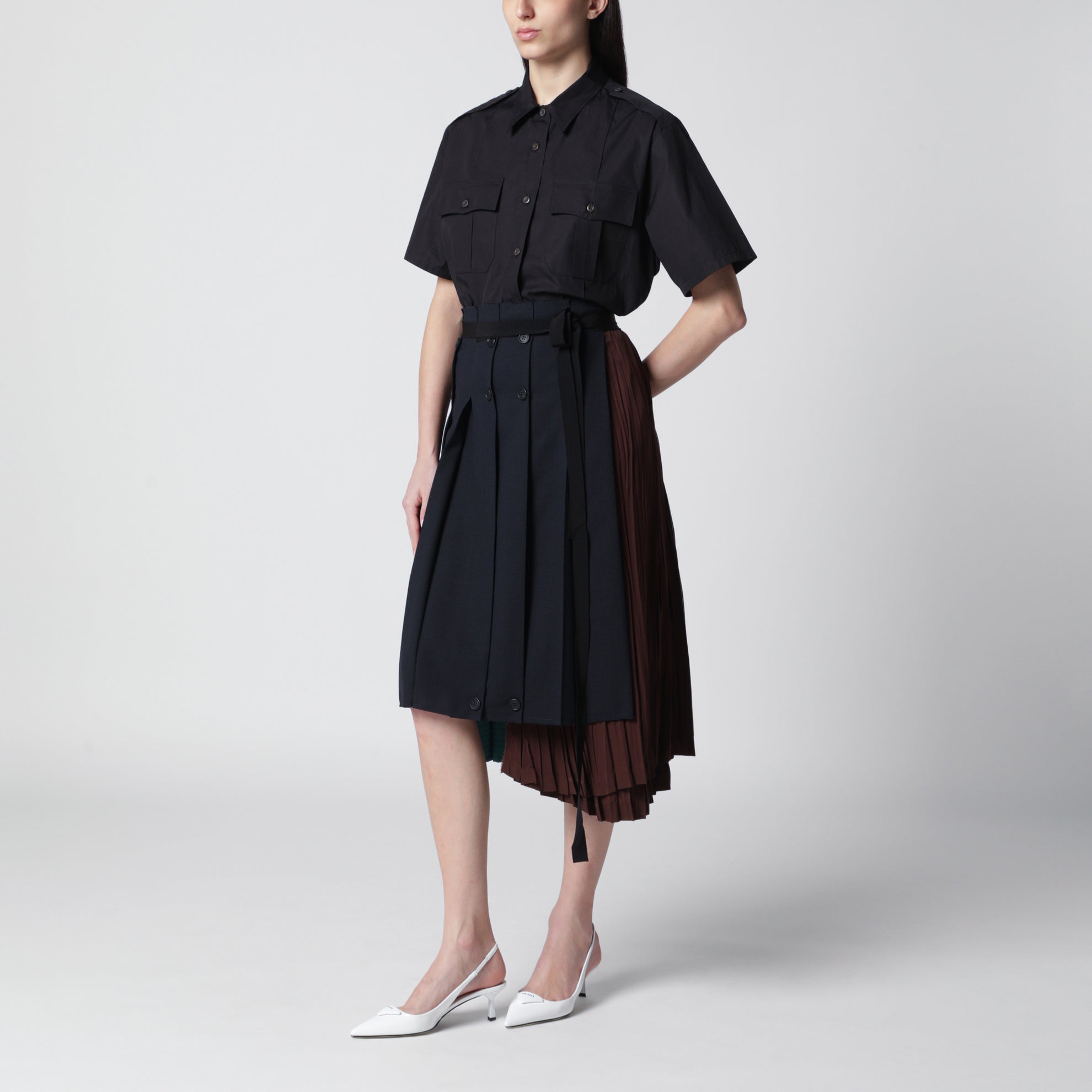 Gonna patchwork in faille blu