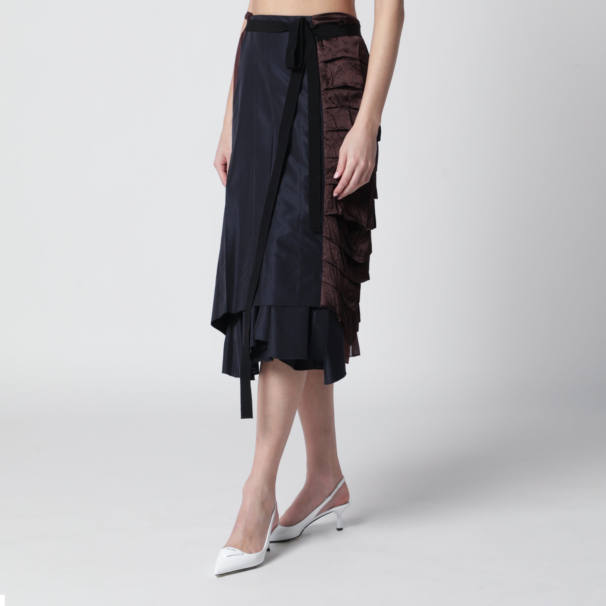 Gonna patchwork in faille blu