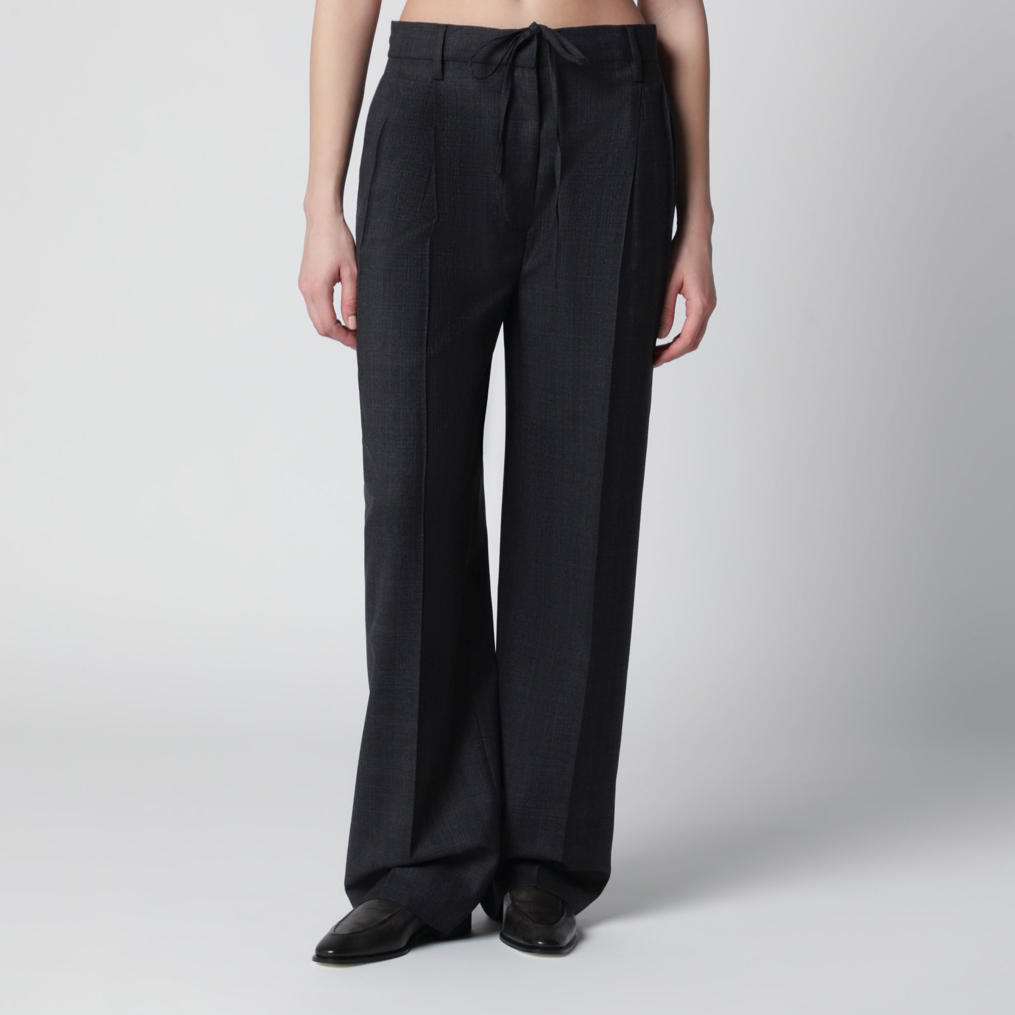 Grey wool trousers with Check pattern