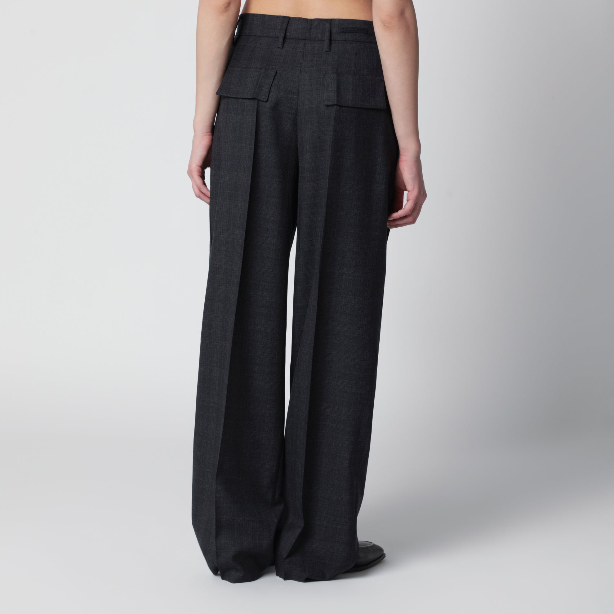 Grey wool trousers with Check pattern