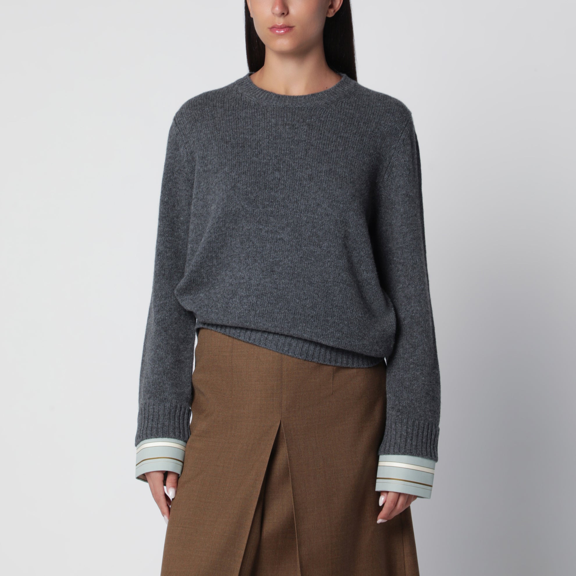 Pull gris ardoise en laine et cachemire