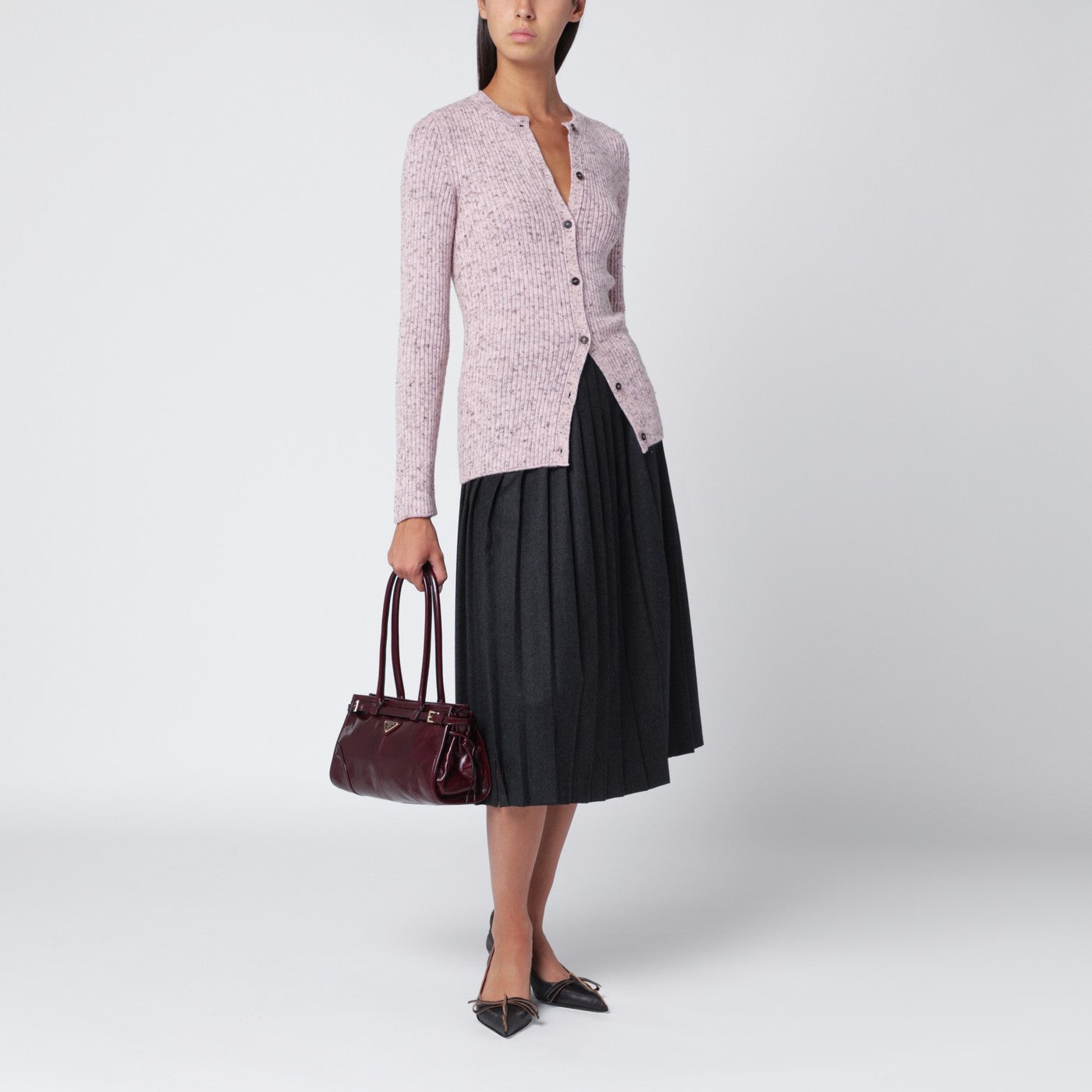 Prada Pink ribbed wool cardigan | TheDoubleF