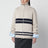 Elfenbein-blauer Cardigan mit Reißverschluss aus Wolle